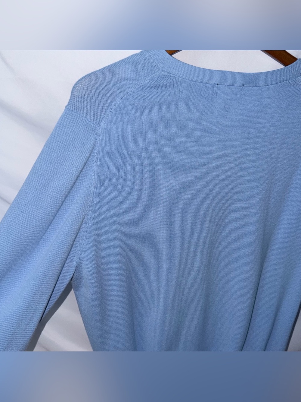 Vintage Evie Light Baby Blue Cotton V-Neck Size XL Retro Y2K Cardigan Sweater - Picture 11 of 16